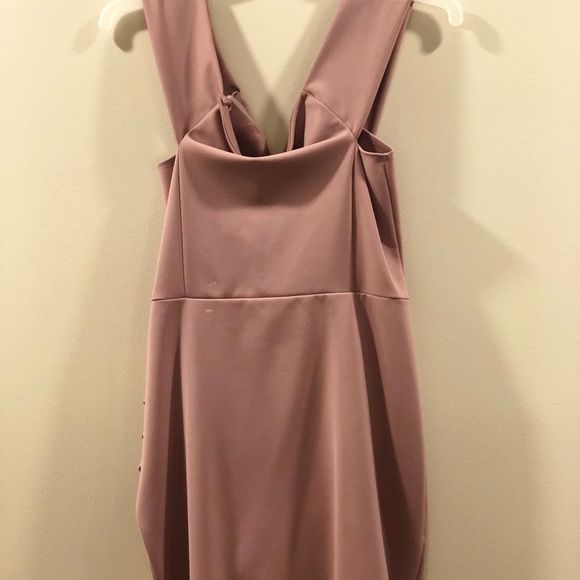 Off the shoulder, asymmetrical formal mini dress - Picture 2 of 6